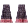 image:imageRVivimos Womens Summer Vintage Floral Print Boho Casual Ruffled Flowy Maxi SkirtNavybluered