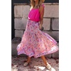 image:imageRVivimos Womens Summer Vintage Floral Print Boho Casual Ruffled Flowy Maxi SkirtPink