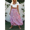 image:imageRVivimos Womens Summer Vintage Floral Print Boho Casual Ruffled Flowy Maxi SkirtPink