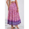 image:imageRVivimos Womens Summer Vintage Floral Print Boho Casual Ruffled Flowy Maxi SkirtPink2