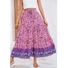 image:imageRVivimos Womens Summer Vintage Floral Print Boho Casual Ruffled Flowy Maxi SkirtPink2