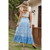 image:imageRVivimos Womens Summer Vintage Floral Print Boho Casual Ruffled Flowy Maxi SkirtWhiteblue