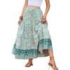 image:imageRVivimos Womens Summer Vintage Floral Print Boho Casual Ruffled Flowy Maxi SkirtBlue Turquoise