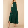 image:imageRVivimos Womens Summer Boho Ruffle Halter Sleeveless Mock Neck Tie Back Flowy Maxi Dress with PocketsEmeraldgreen