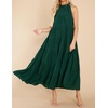 image:imageRVivimos Womens Summer Boho Ruffle Halter Sleeveless Mock Neck Tie Back Flowy Maxi Dress with PocketsEmeraldgreen