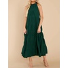 image:imageRVivimos Womens Summer Boho Ruffle Halter Sleeveless Mock Neck Tie Back Flowy Maxi Dress with PocketsEmeraldgreen