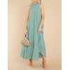 image:imageRVivimos Womens Summer Boho Ruffle Halter Sleeveless Mock Neck Tie Back Flowy Maxi Dress with PocketsGreen
