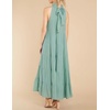 image:imageRVivimos Womens Summer Boho Ruffle Halter Sleeveless Mock Neck Tie Back Flowy Maxi Dress with PocketsGreen