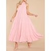 image:imageRVivimos Womens Summer Boho Ruffle Halter Sleeveless Mock Neck Tie Back Flowy Maxi Dress with PocketsPink