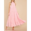 image:imageRVivimos Womens Summer Boho Ruffle Halter Sleeveless Mock Neck Tie Back Flowy Maxi Dress with PocketsPink