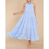 image:imageRVivimos Womens Summer Boho Ruffle Halter Sleeveless Mock Neck Tie Back Flowy Maxi Dress with PocketsSkyblue