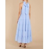 image:imageRVivimos Womens Summer Boho Ruffle Halter Sleeveless Mock Neck Tie Back Flowy Maxi Dress with PocketsSkyblue