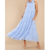 image:imageRVivimos Womens Summer Boho Ruffle Halter Sleeveless Mock Neck Tie Back Flowy Maxi Dress with PocketsSkyblue