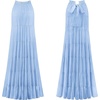 image:imageRVivimos Womens Summer Boho Ruffle Halter Sleeveless Mock Neck Tie Back Flowy Maxi Dress with PocketsSkyblue