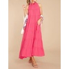 image:imageRVivimos Womens Summer Boho Ruffle Halter Sleeveless Mock Neck Tie Back Flowy Maxi Dress with PocketsWatermelonred