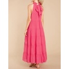 image:imageRVivimos Womens Summer Boho Ruffle Halter Sleeveless Mock Neck Tie Back Flowy Maxi Dress with PocketsWatermelonred