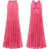 image:imageRVivimos Womens Summer Boho Ruffle Halter Sleeveless Mock Neck Tie Back Flowy Maxi Dress with PocketsWatermelonred