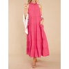 image:imageRVivimos Womens Summer Boho Ruffle Halter Sleeveless Mock Neck Tie Back Flowy Maxi Dress with PocketsWatermelonred