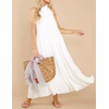 image:imageRVivimos Womens Summer Boho Ruffle Halter Sleeveless Mock Neck Tie Back Flowy Maxi Dress with PocketsWhite