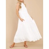 image:imageRVivimos Womens Summer Boho Ruffle Halter Sleeveless Mock Neck Tie Back Flowy Maxi Dress with PocketsWhite