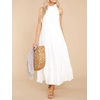 image:imageRVivimos Womens Summer Boho Ruffle Halter Sleeveless Mock Neck Tie Back Flowy Maxi Dress with PocketsWhite