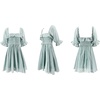 image:imageRVivimos Womens Summer Cotton Half Sleeves Backless Ruffled Mini ALine DressGreen