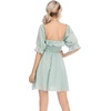 image:imageRVivimos Womens Summer Cotton Half Sleeves Backless Ruffled Mini ALine DressGreen