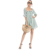 image:imageRVivimos Womens Summer Cotton Half Sleeves Backless Ruffled Mini ALine DressGreen
