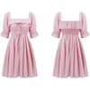 image:imageRVivimos Womens Summer Cotton Half Sleeves Backless Ruffled Mini ALine DressPink