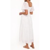 image:imageRVivimos Womens Summer Cotton Short Sleeve Square Neck Eyelet Embroidery Elastic Waist Casual ALine Tiered Flowy Midi DressWhite