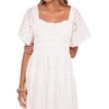 image:imageRVivimos Womens Summer Cotton Short Sleeve Square Neck Eyelet Embroidery Elastic Waist Casual ALine Tiered Flowy Midi DressWhite