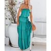 image:imageRVivimos Womens Summer Cotton Tube Strapless Casual Boho Sleeveless Maxi Dress with BeltTeal
