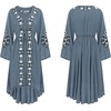 image:imageRVivimos Womens V Neck Bell Sleeve Vintage Floral Embroidered High Low Long DressesDusty Blue