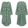 image:imageRVivimos Womens V Neck Bell Sleeve Vintage Floral Embroidered High Low Long DressesGreen