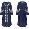 image:imageRVivimos Womens V Neck Bell Sleeve Vintage Floral Embroidered High Low Long DressesNavy Blue