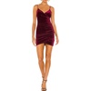 image:imageRVivimos Womens Velvet Ruched V Neck Spaghetti Straps Sleeveless Bodycon Mini DressBurgundy