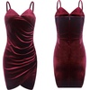 image:imageRVivimos Womens Velvet Ruched V Neck Spaghetti Straps Sleeveless Bodycon Mini DressBurgundy