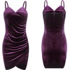 image:imageRVivimos Womens Velvet Ruched V Neck Spaghetti Straps Sleeveless Bodycon Mini DressPurple