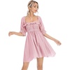 image:imageRVivimos Womens Summer Cotton Half Sleeves Backless Ruffled Mini ALine DressPink