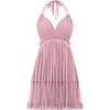 image:imageRVivimos Womens Summer Halter Deep V Neck Sexy Patchwork Mini Short DressesDusty Pink