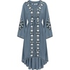image:imageRVivimos Womens V Neck Bell Sleeve Vintage Floral Embroidered High Low Long DressesDusty Blue