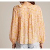 image:imageRVivimos Womens Chiffon Blouse Long Sleeve Ruffle VNeck Boho Floral Print Button Down Casual Loose Top ShirtYellow