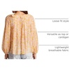image:imageRVivimos Womens Chiffon Blouse Long Sleeve Ruffle VNeck Boho Floral Print Button Down Casual Loose Top ShirtYellow