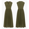 image:imageRVivimos Womens Summer 2026 Cotton Cap Sleeve V Neck Empire Waist Casual Midi Dress with PocketsArmy Green