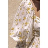 image:imageRVivimos Womens Summer Boho Cotton Puff Sleeve Dress Swiss Dots Lace Up Smocked Casual ALine Flowy Midi DressWhitefloral