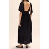 image:imageRVivimos Womens Summer Boho V Neck Short Sleeve Backless Loose Maxi Dress  Soft Flowy Fabric 2026 Vacation Beach Dress Casual Resort Wear Cruise OutfitsBlack