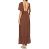 image:imageRVivimos Womens Summer Boho V Neck Short Sleeve Backless Loose Maxi Dress  Soft Flowy Fabric 2026 Vacation Beach Dress Casual Resort Wear Cruise OutfitsBrown