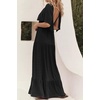 image:imageRVivimos Womens Summer Boho V Neck Short Sleeve Backless Loose Maxi Dress  Soft Flowy Fabric 2026 Vacation Beach Dress Casual Resort Wear Cruise OutfitsBlack