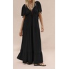 image:imageRVivimos Womens Summer Boho V Neck Short Sleeve Backless Loose Maxi Dress  Soft Flowy Fabric 2026 Vacation Beach Dress Casual Resort Wear Cruise OutfitsBlack