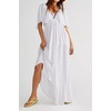 image:imageRVivimos Womens Summer Boho V Neck Short Sleeve Backless Loose Maxi Dress  Soft Flowy Fabric 2026 Vacation Beach Dress Casual Resort Wear Cruise OutfitsWhite
